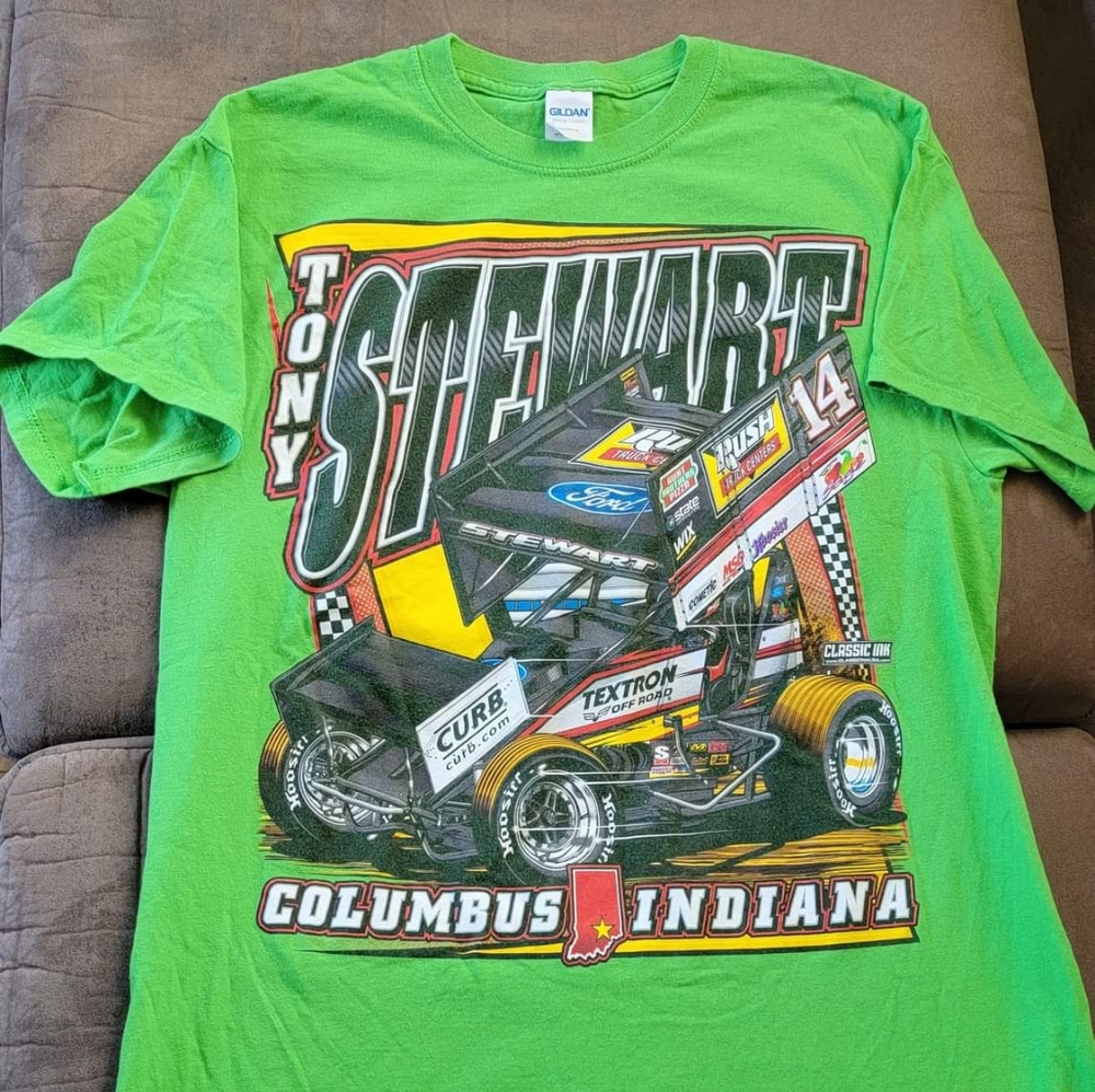 Tony Stewart Double Sided T-Shirt Size M Racing Columbus Indiana #14 Ford Gildan